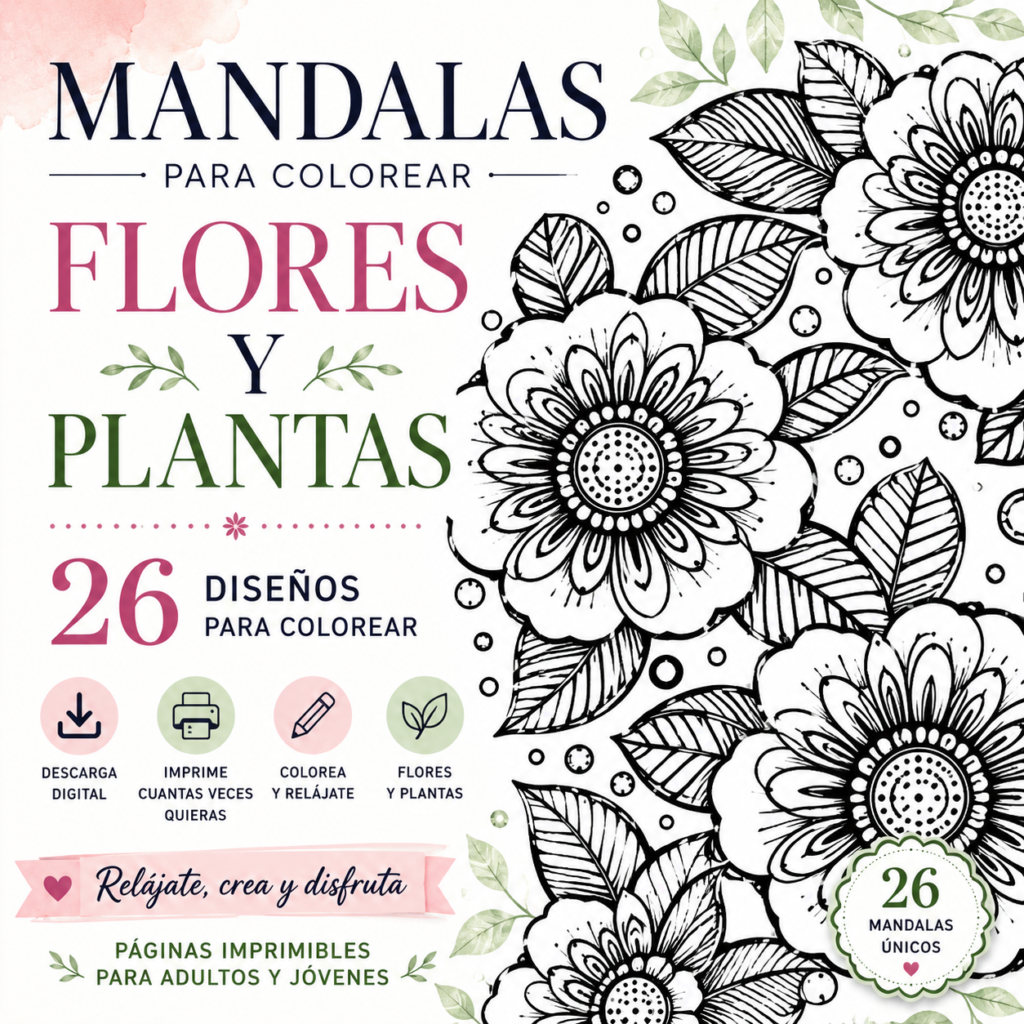 Mandalas de Flores y Plantas para Colorear