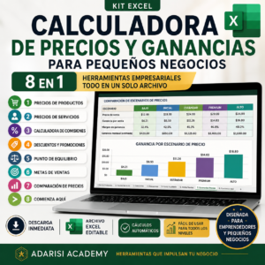 Calculadora de Precios y Ganancias para pequeños negocios – Kit Excel 8 en 1