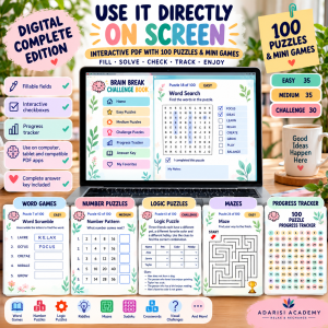 Brain Break Challenge Book digital edition with 100 puzzles and mini games