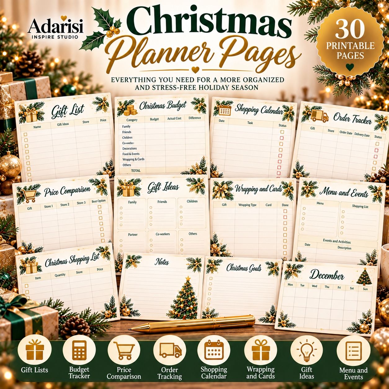 Christmas Gift Planner & Organizer – PDF, Word & Excel - Image 3
